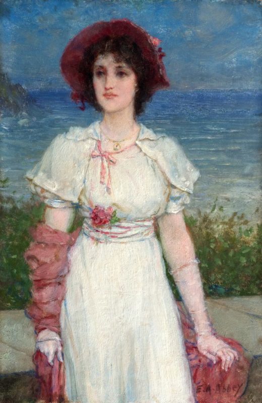 Edwin Austin Abbey,1852-1911, Young Woman in White by the Sea