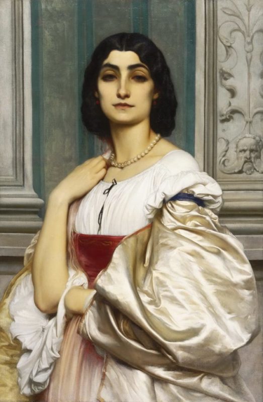Sir Frederic Leighton,1830-1896, Portrait of a Roman Lady (La Nanna)